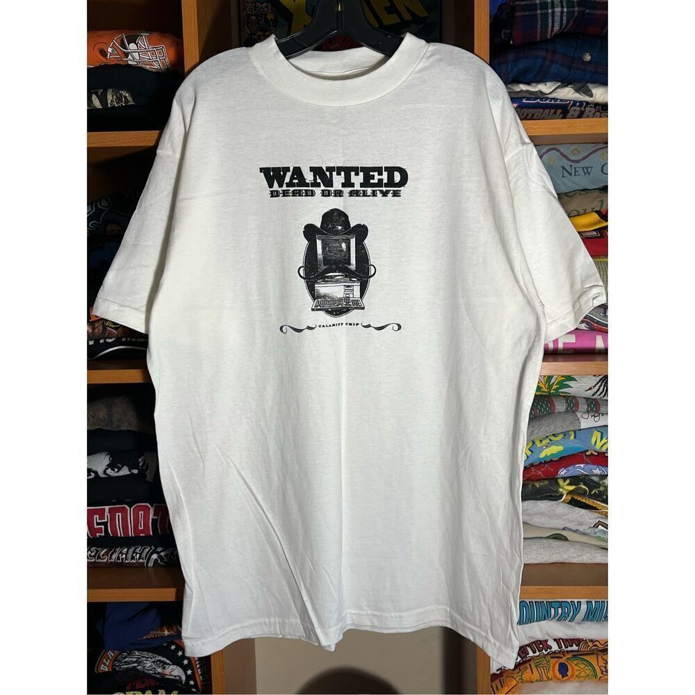Vintage 90s Compaq Microsoft Wanted Dead Or Alive Tech Tee